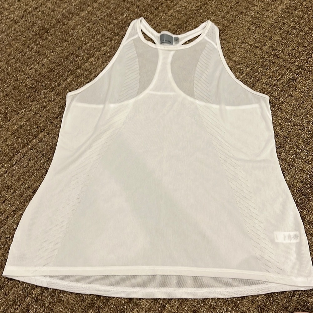 Athleta L high-neck mesh tank white